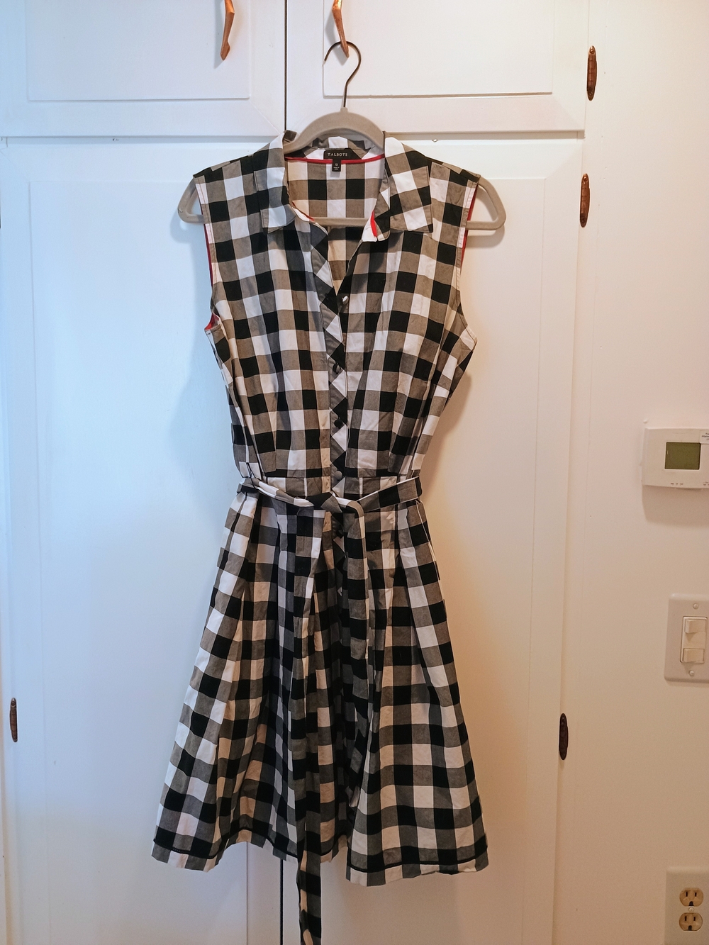 Talbots Sleeveless Black & White Gingham Shirtdress - 100 Cotton